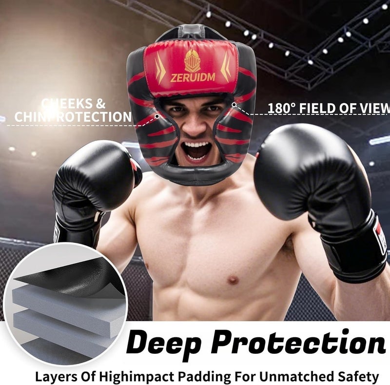 ZERUIDM 2 Pack Boxing Headgear for Adult Men Kids, Thickened Training Sparring Head Guard for MMA Kickboxing Muay Thai Equipment - Image 5